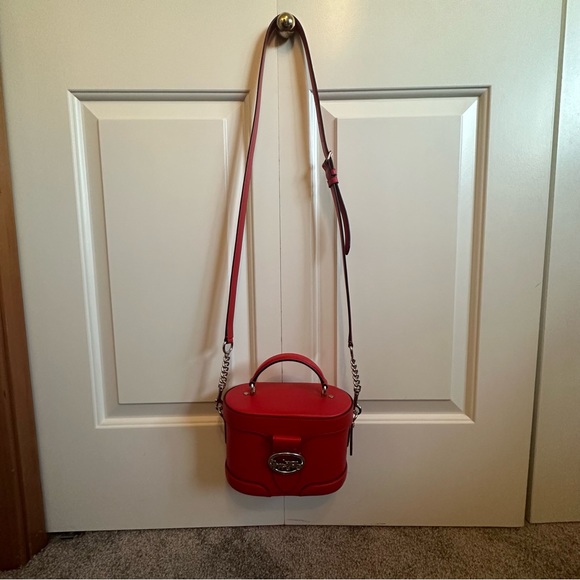 Coach Georgie Gem 5503 Leather Crossbody Satchel Bright Poppy Red - Picture 9 of 10